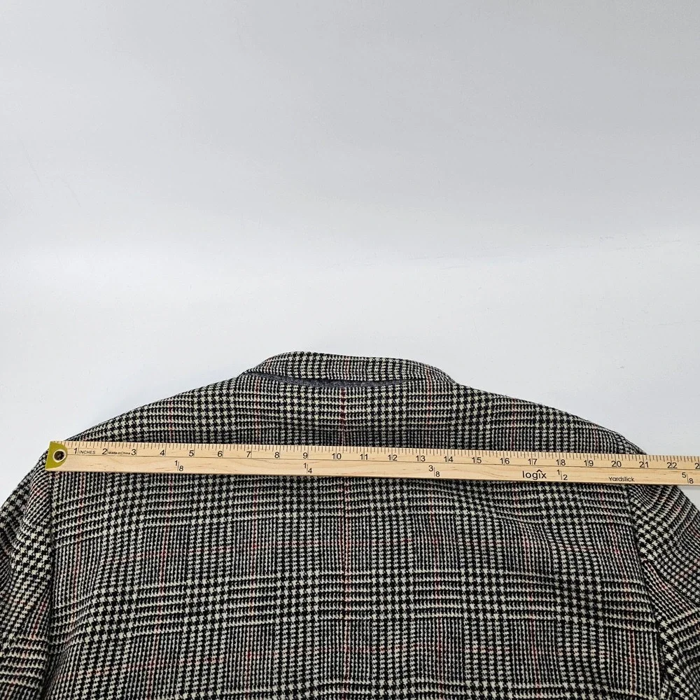 English Manor Blazer Mens 48 L Black Glen Plaid Wool Two Button Sport Coat
